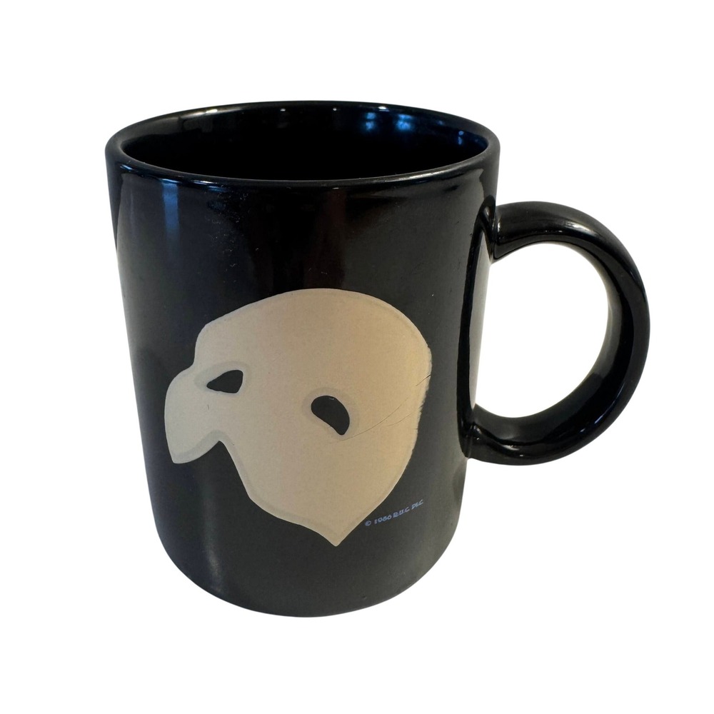 Vintage 1986 Phantom of the Opera Coffee Mug Black Mask Broadway Musical RUG PLC
